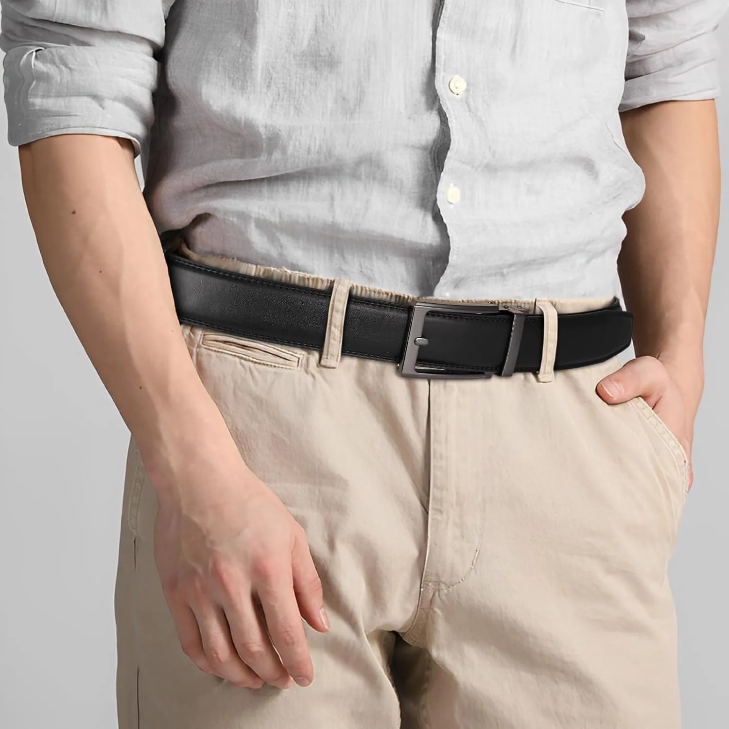 Men's Belt,Ratchet Dress Belt with Automatic Buckle Brown/Black-Trim to Fit-35mm wide