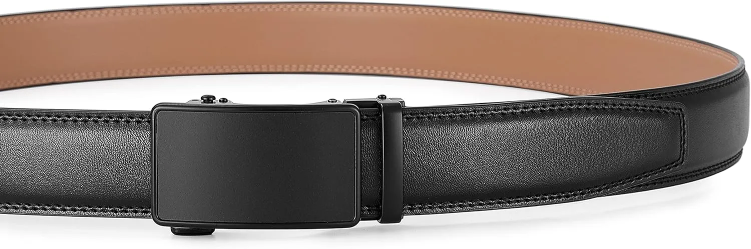 Men's Belt,Ratchet Dress Belt with Automatic Buckle Brown/Black-Trim to Fit-35mm wide