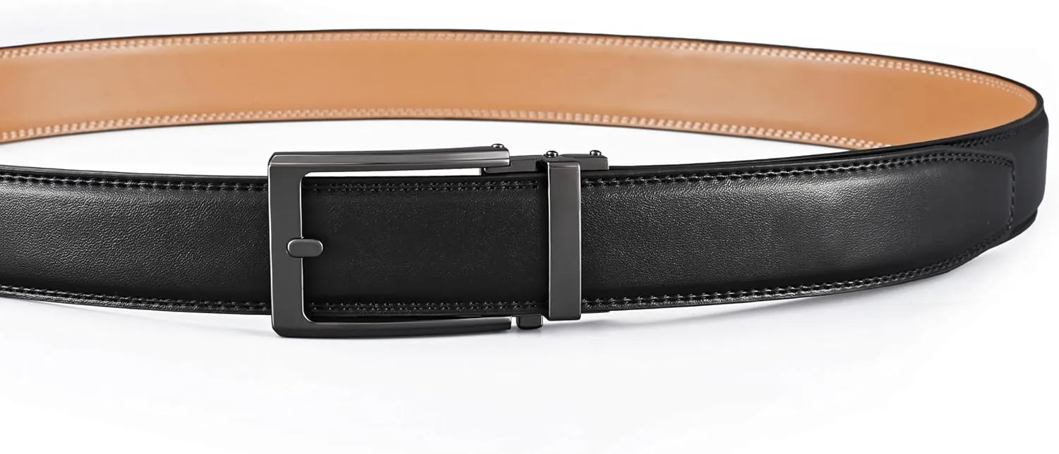 Men's Belt,Ratchet Dress Belt with Automatic Buckle Brown/Black-Trim to Fit-35mm wide