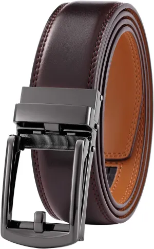 Men's Belt,Ratchet Dress Belt with Automatic Buckle Brown/Black-Trim to Fit-35mm wide