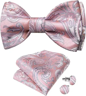 Men's Floral Bow Ties Silk Self-Tie Bowties For Man Fashion Neck Ties Wedding Cufflink Hankychief Accessory