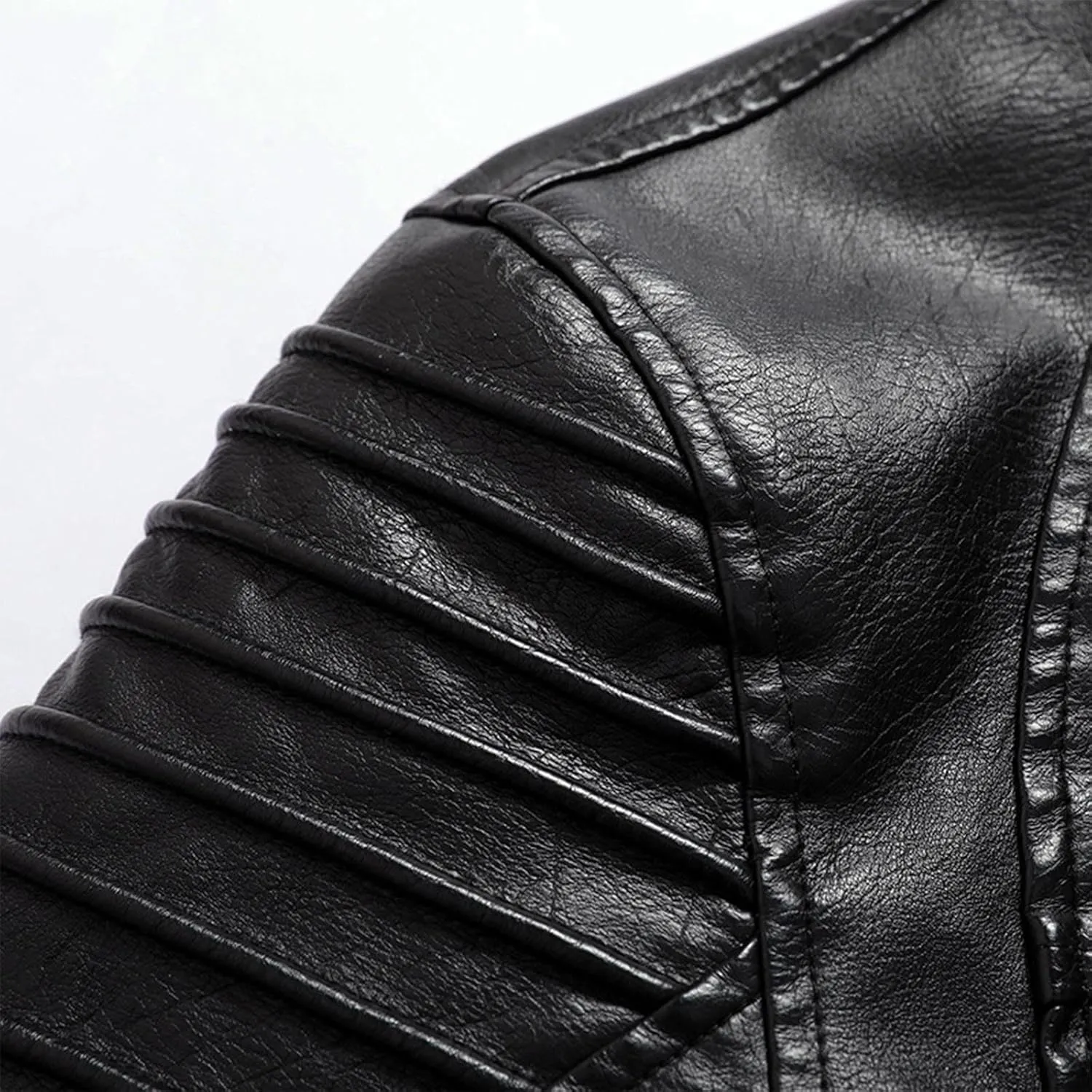 Men's Lapel Leather Jacket Causal Faux Leather Motorcycle Leatherwear Vintage Zipper Biker Bomber Long Sleeves Coats