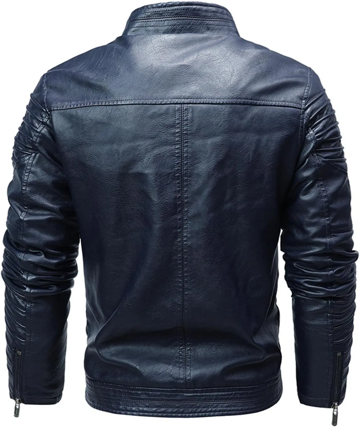 Men's Lapel Leather Jacket Causal Faux Leather Motorcycle Leatherwear Vintage Zipper Biker Bomber Long Sleeves Coats
