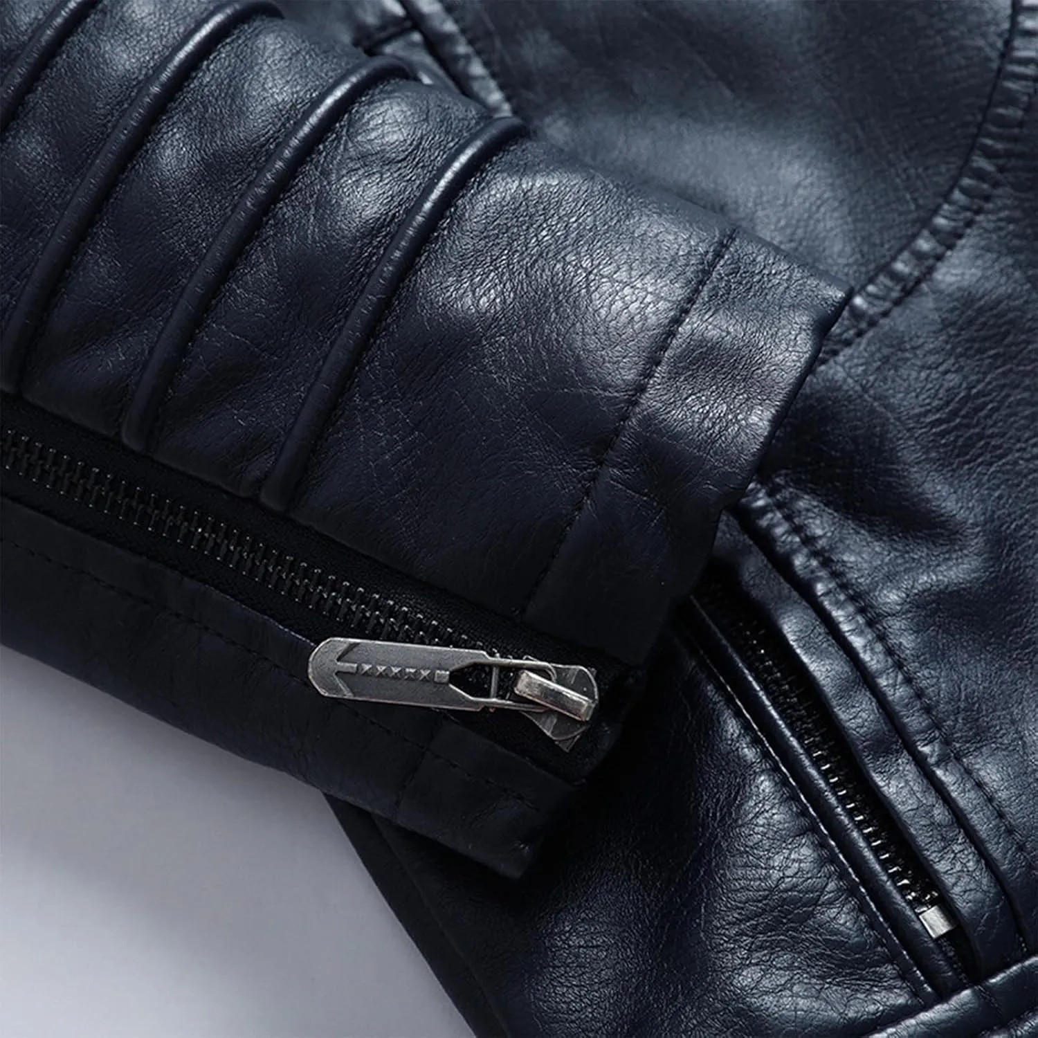 Men's Lapel Leather Jacket Causal Faux Leather Motorcycle Leatherwear Vintage Zipper Biker Bomber Long Sleeves Coats