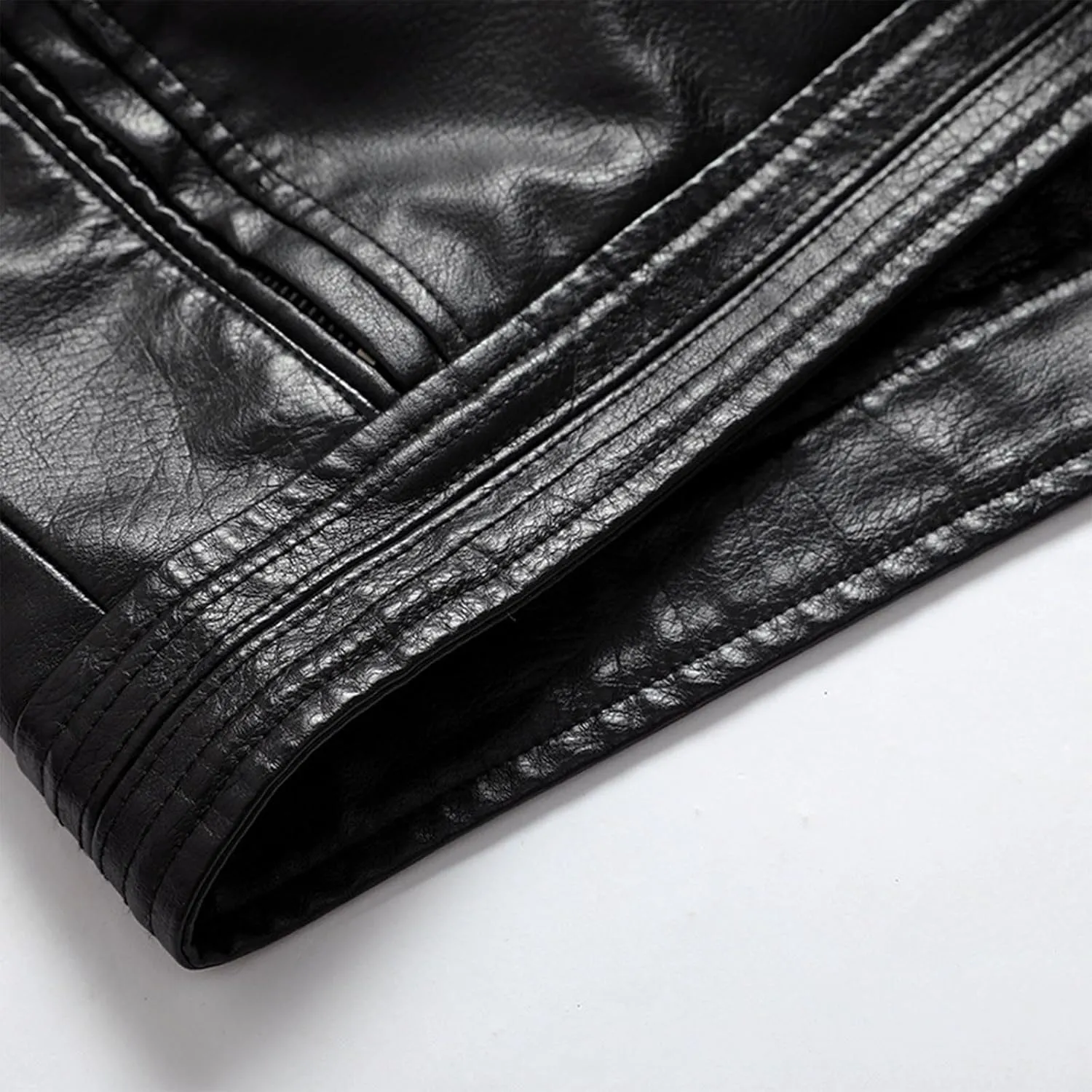 Men's Lapel Leather Jacket Causal Faux Leather Motorcycle Leatherwear Vintage Zipper Biker Bomber Long Sleeves Coats