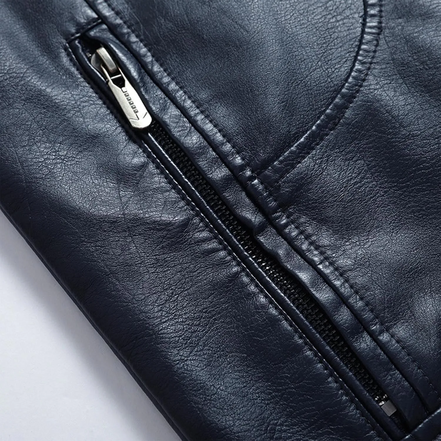 Men's Lapel Leather Jacket Causal Faux Leather Motorcycle Leatherwear Vintage Zipper Biker Bomber Long Sleeves Coats