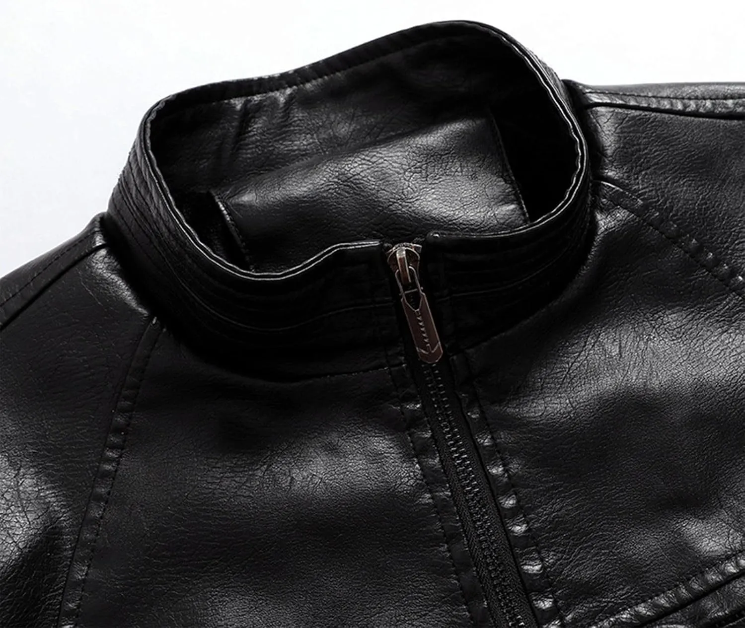 Men's Lapel Leather Jacket Causal Faux Leather Motorcycle Leatherwear Vintage Zipper Biker Bomber Long Sleeves Coats