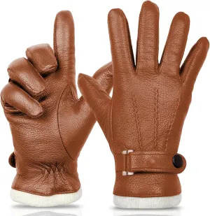 Mens Leather Gloves Mens Dress Glove Touchscreen Winter Gloves for Men Driving Gloves Cashmere Lined M051US-T