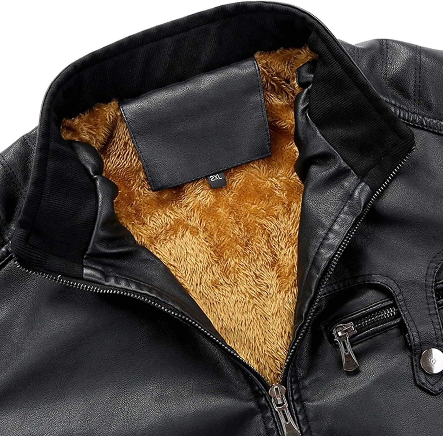 Mens Motorcycle PU Leather Jackets Stand Collar Biker Windbreaker Zip-up Slim Fit Outwear Vintage Leatherwear Coats