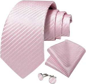 Men's Neck Tie Set Handkerchief Cufflinks 8cm Width Classic Solid Wedding Party Tie Accessories