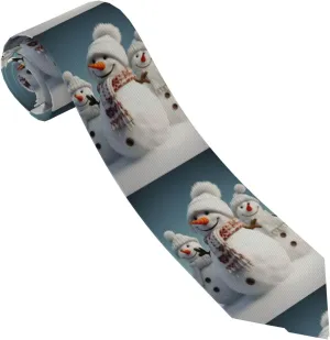 Men's Necktie Classic Silk Tie Business Formal Neck Ties Happy Snowman Skinny Ties for Men