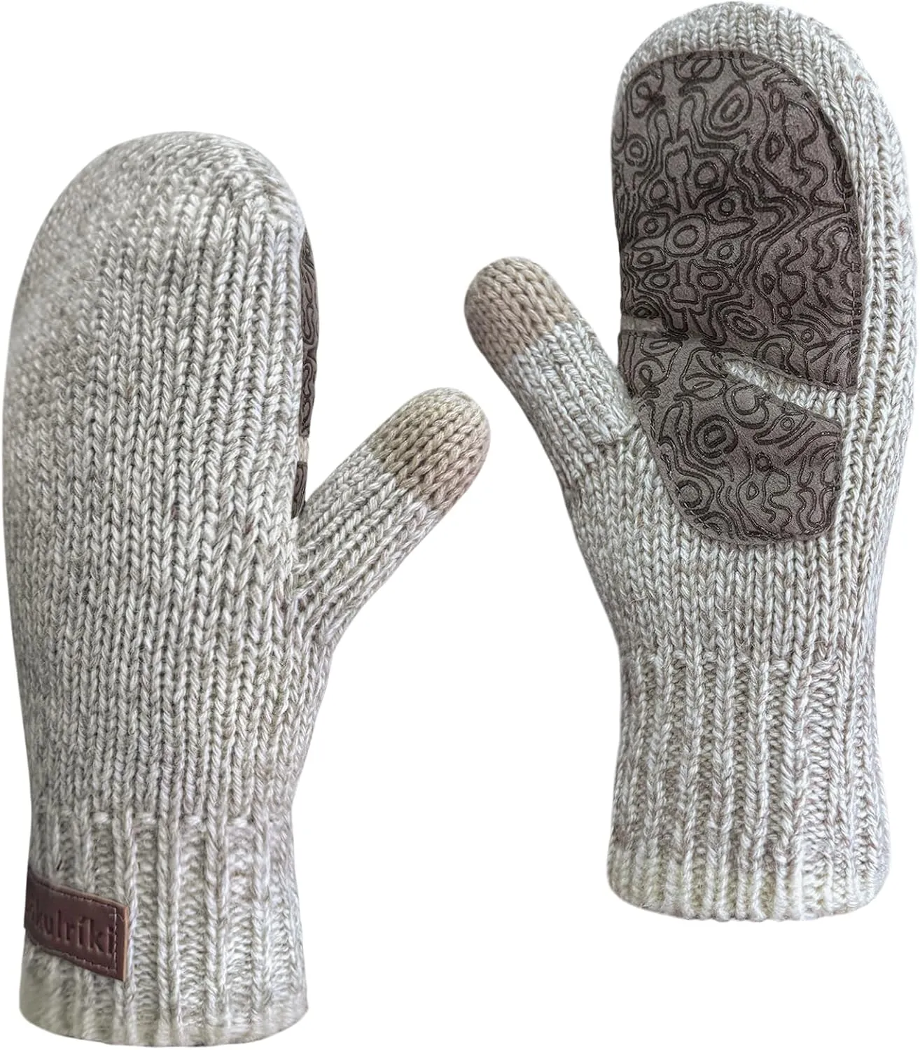 Men’s Ragg Wool Mittens Sherpa Lined Cold Weather Touchscreen Knit Mitt Warm for Winter