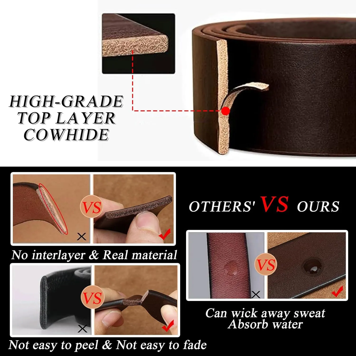 Men's Ratchet Leather Belt with Crocodile Pattern, Automatic Buckle, Casual Business Dress Belt,Black a,115CM/45.3''