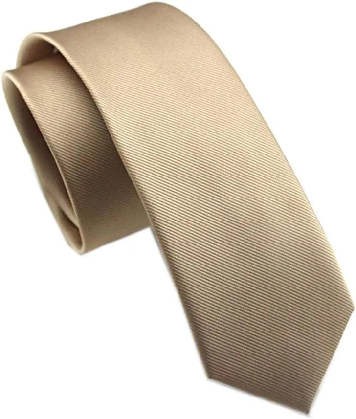 Men's Solid Color Skinny Ties Repp Smooth Formal Wedding Grooms Neckties
