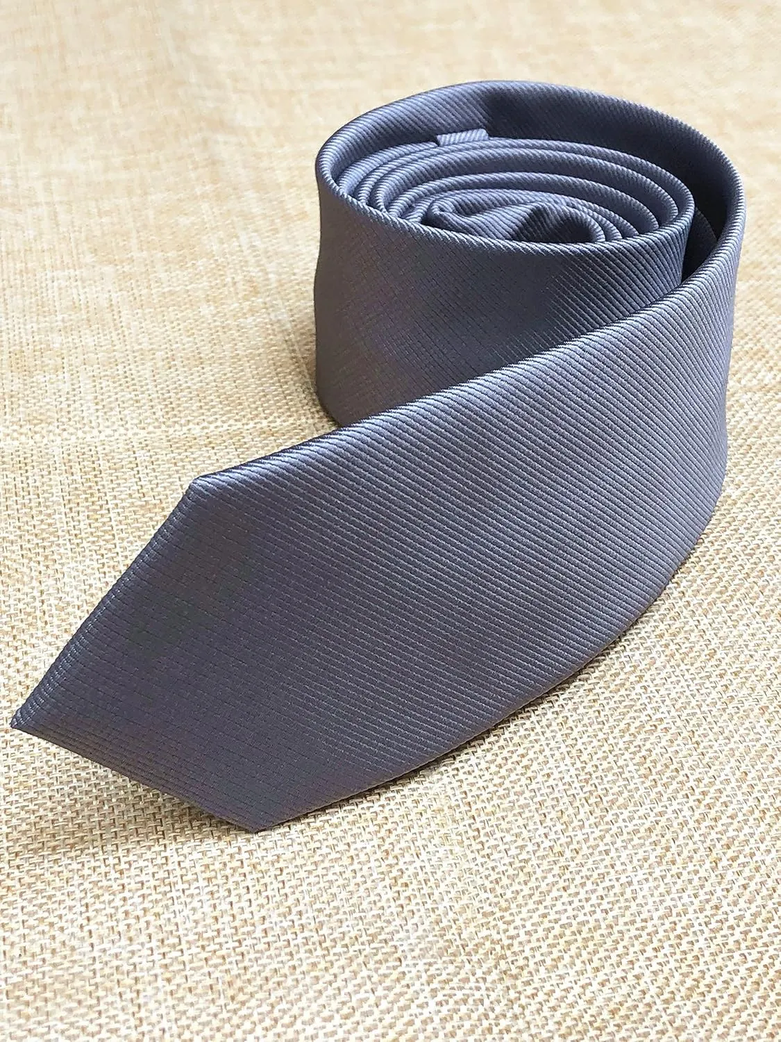 Men's Solid Color Skinny Ties Repp Smooth Formal Wedding Grooms Neckties