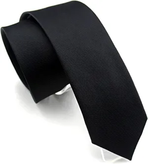 Men's Solid Color Skinny Ties Repp Smooth Formal Wedding Grooms Neckties