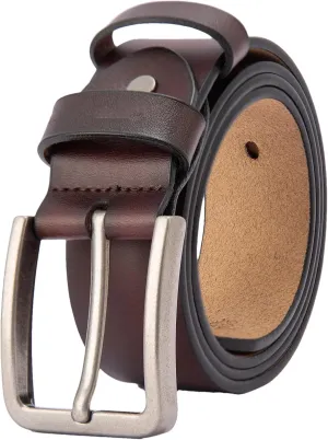 Men's Vintage Adjustable Genuine Leather Belt Dress Casual Pin With Buckle Belts