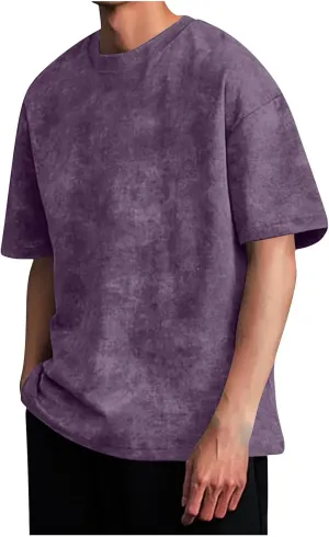 Men's Vintage T-Shirts Crew Neck Casual Summer Beach Vacation Top Loose Short Sleeve Tie Dye Lightweight Tees Shirt