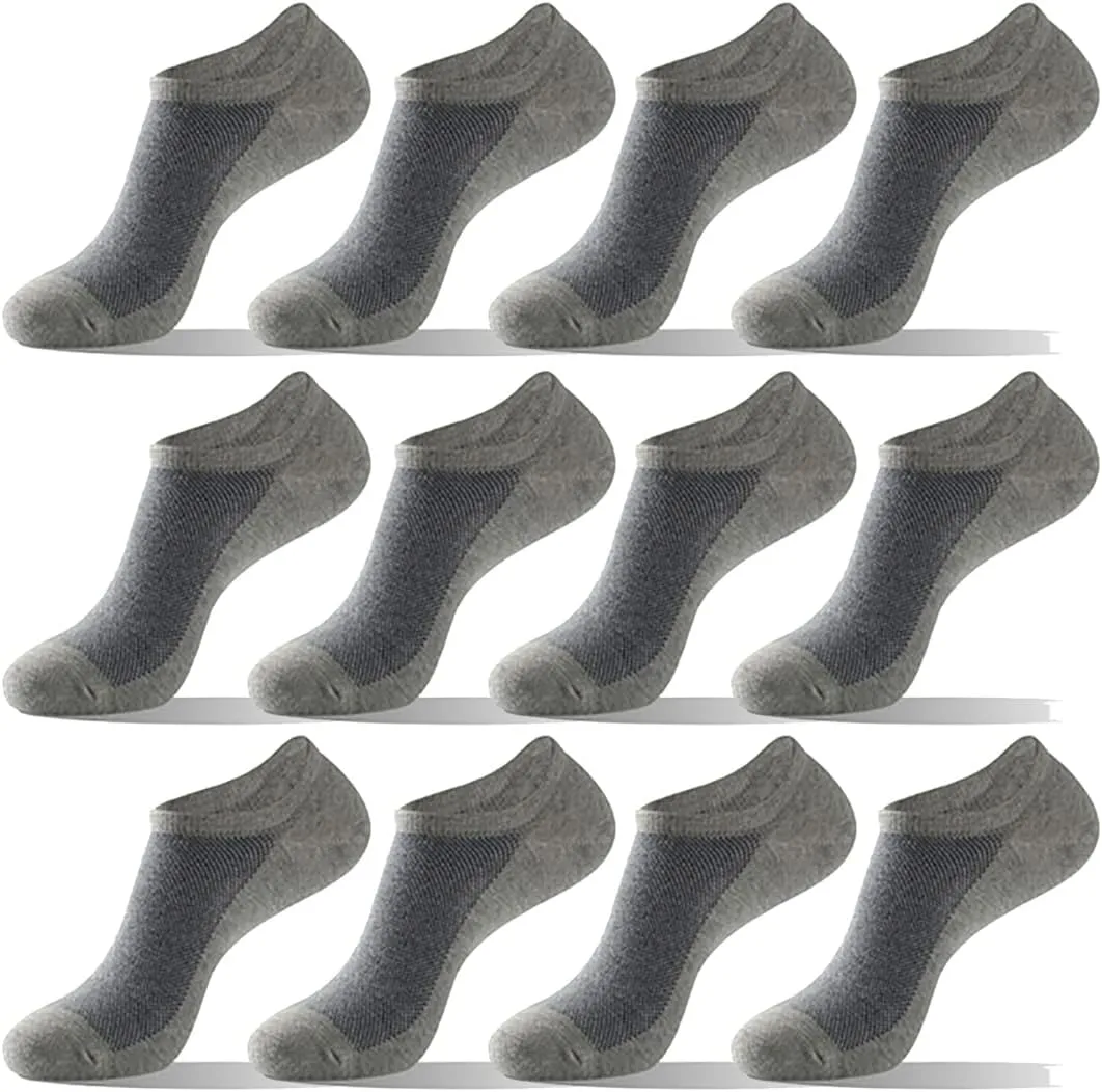 Men's women's 12 Pack Ankle Running Socks Low Cut Cushioned Athletic Sports Socks With Arch Support
