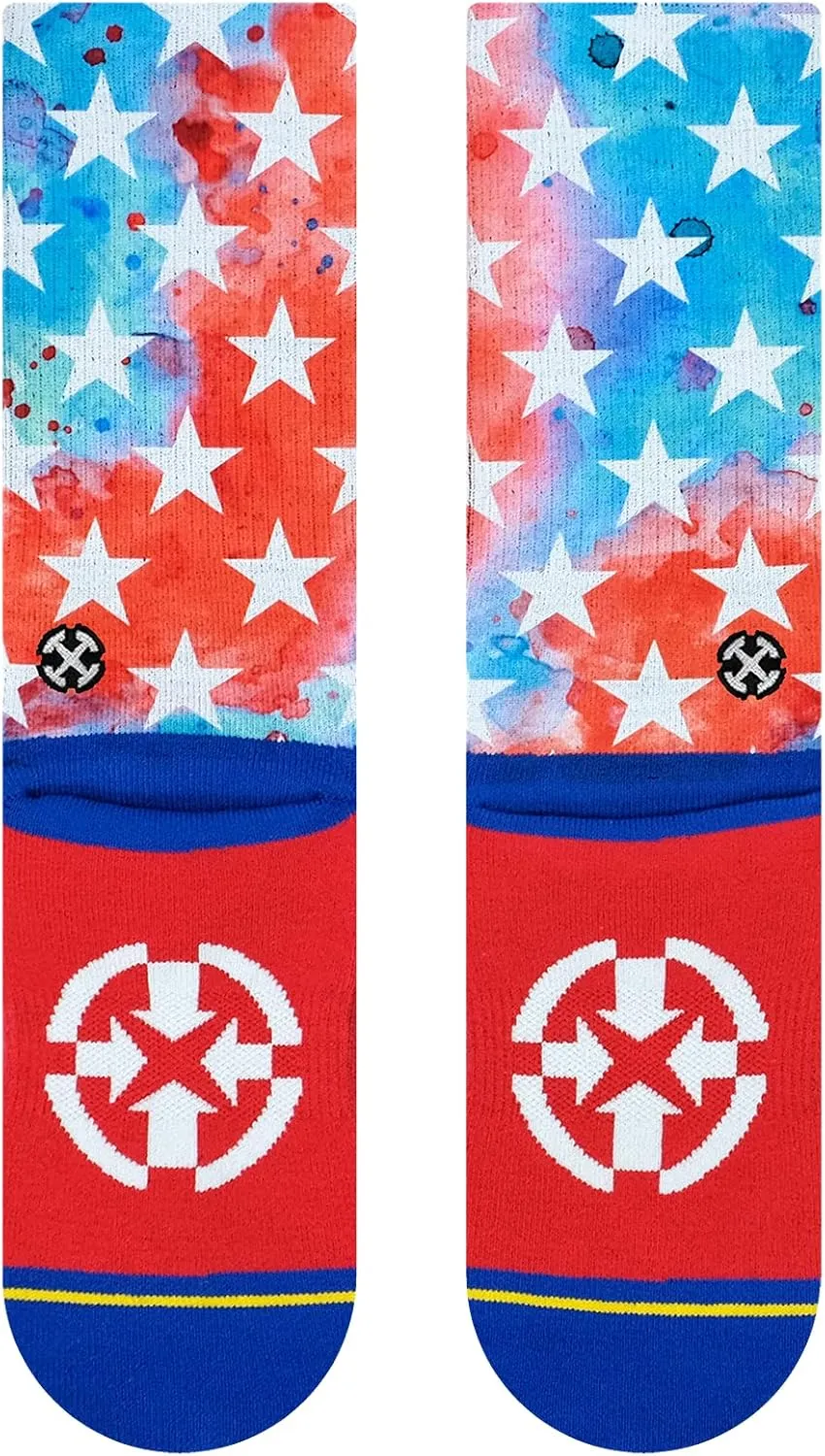 MERGE4 Old Glory Crew Socks for Men and Women Red White and Blue Star Spangled Patriotic Comfortable