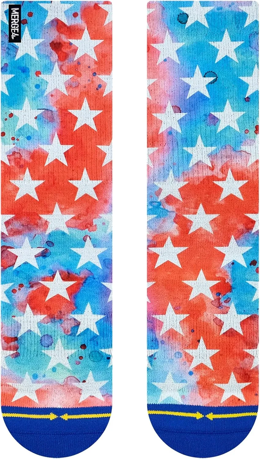 MERGE4 Old Glory Crew Socks for Men and Women Red White and Blue Star Spangled Patriotic Comfortable