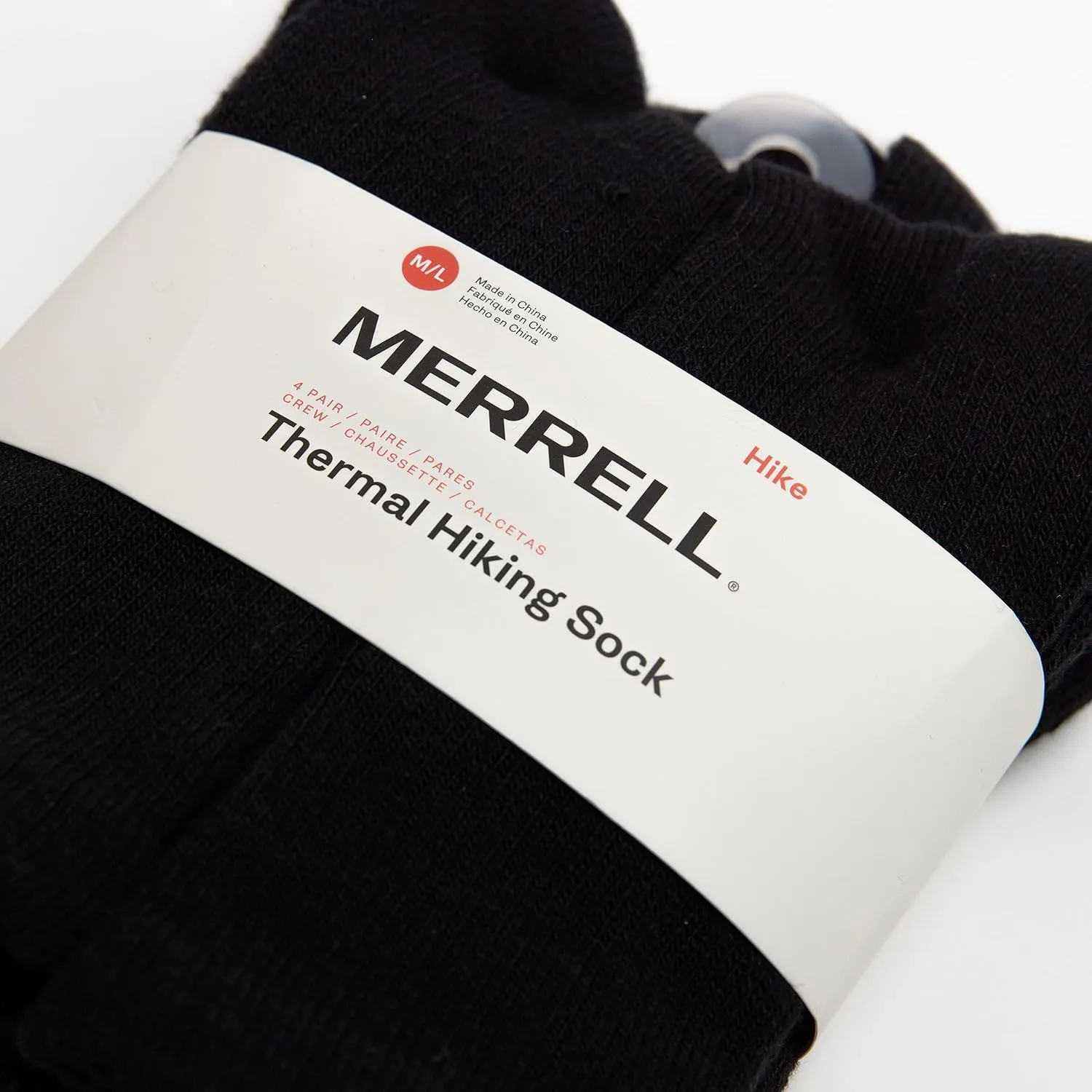 Merrell unisex-adult Thermal Hiking Crew Socks 4 Pair Pack Unisex Arch Support Band and Wool Blend
