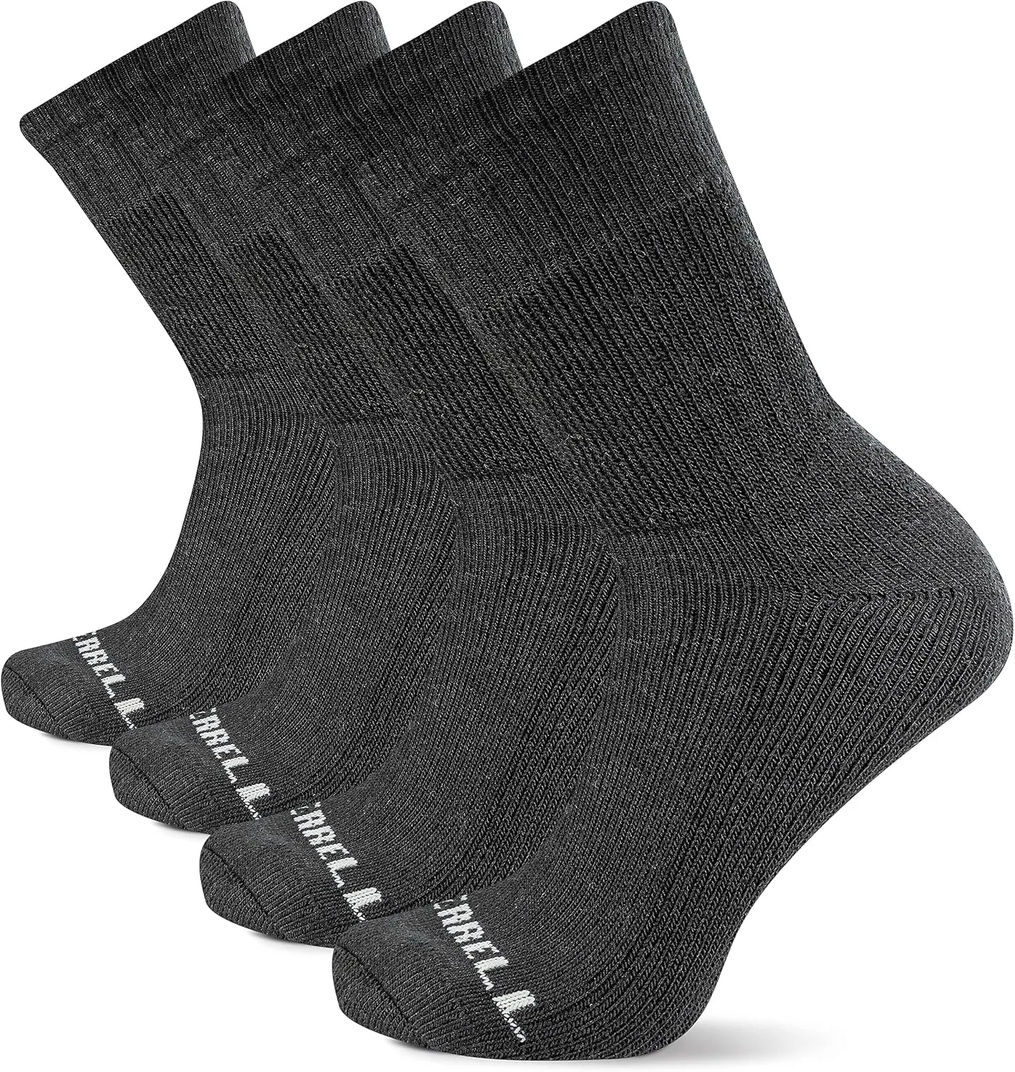 Merrell unisex-adult Thermal Hiking Crew Socks 4 Pair Pack Unisex Arch Support Band and Wool Blend