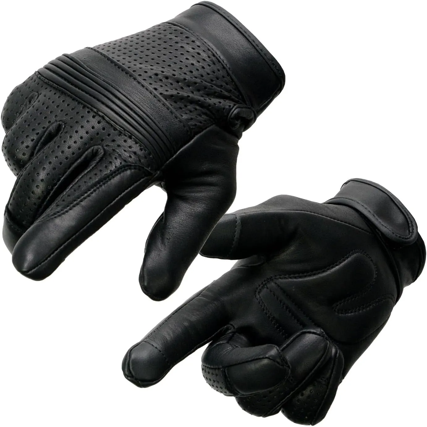 Milwaukee Leather MG7516 Men's Black Leather ’I - Touchscreen Compatible’ Gel Palm Motorcycle Hand Gloves W/Flex Knuckles
