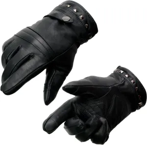 Milwaukee Leather MG7755 Women's Black Leather ’I - Touchscreen Compatible’ Thermal Lined Motorcycle Gloves W/Gel Palm