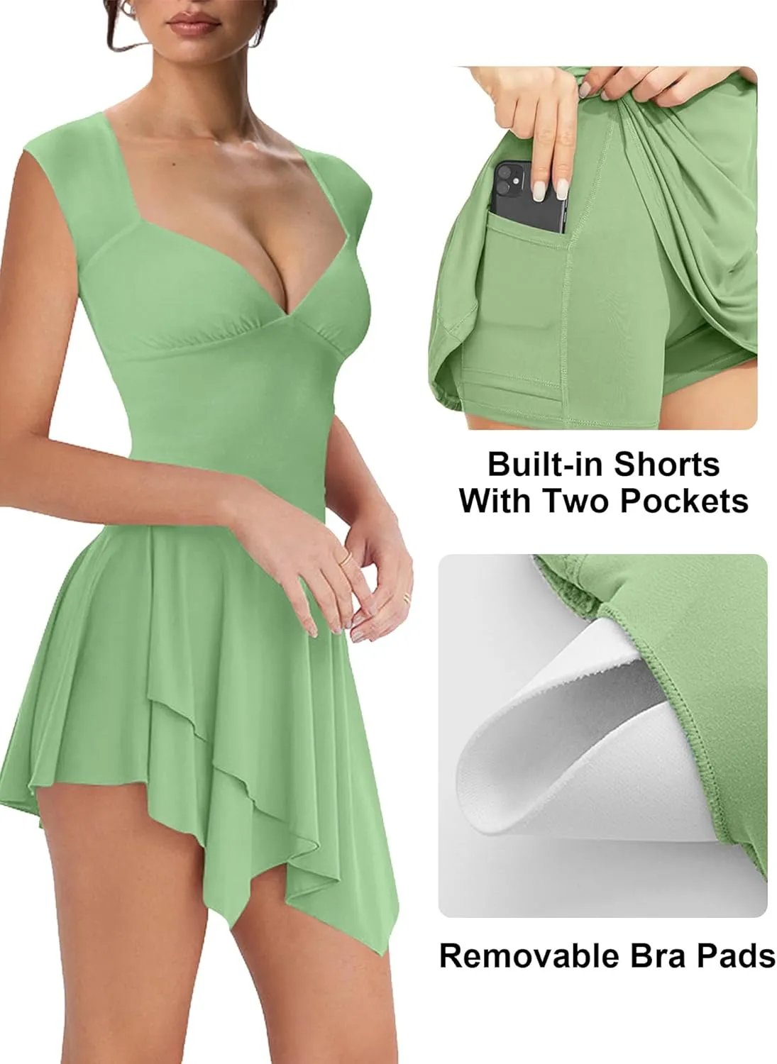 Mokoru Women's Sexy V Neck Sleeveless Bodycon Ruffle Hem Mini Club Party Short Dresses