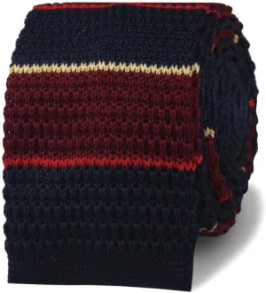 Mr Cooper Maroon Striped Knitted Tie - Mens Wedding Tie - Formal and Casual Occasions