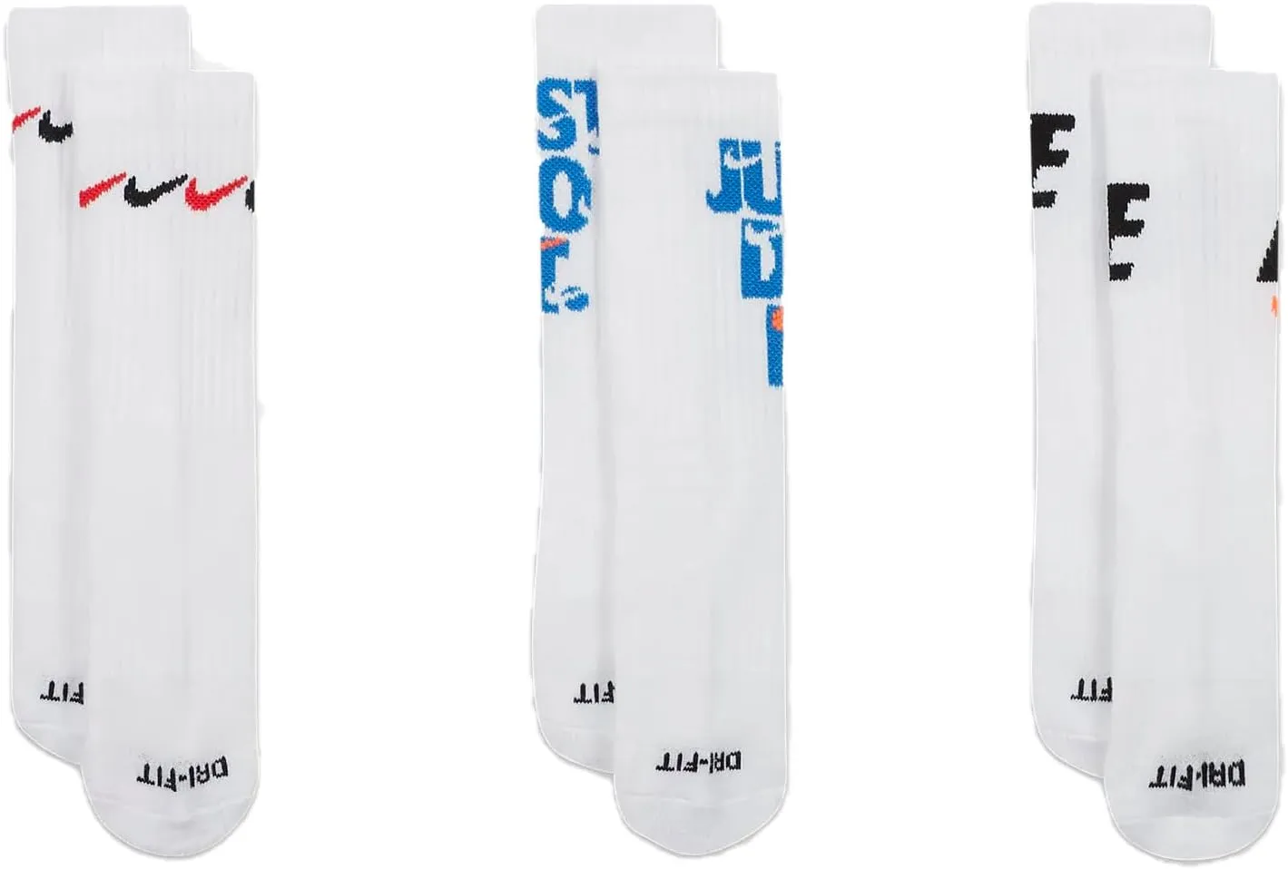 Nike Little Boys DRI-Fit Cushioned Crew Socks 3 Pack (W(BN0924-001)/W, 5-7 Years)