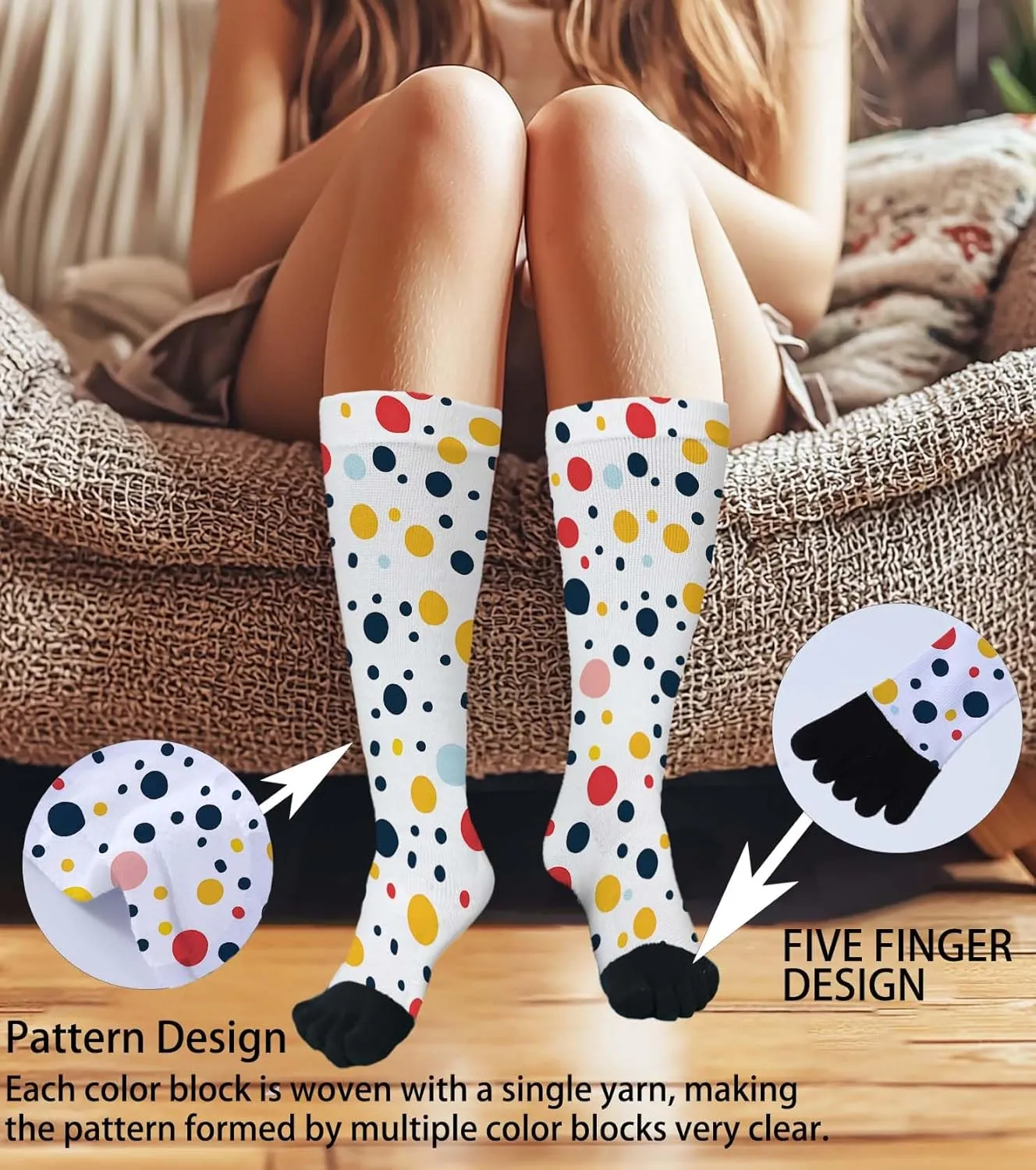 Novelty Funny Toe Socks, Chirstmas or Birthday Gift for Men and Women, Crazy Silly Print Crew Dress Socks, One Size