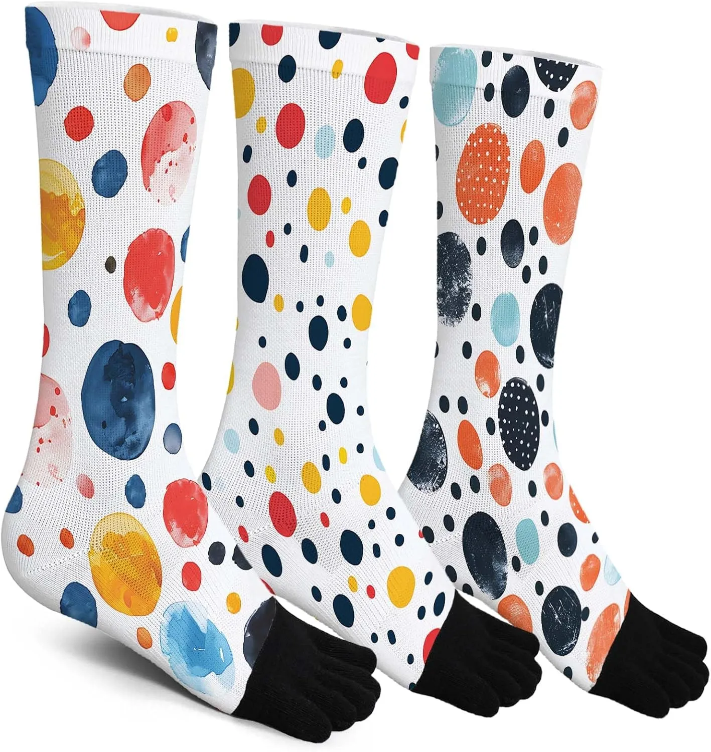 Novelty Funny Toe Socks, Chirstmas or Birthday Gift for Men and Women, Crazy Silly Print Crew Dress Socks, One Size
