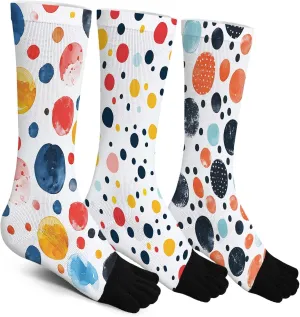 Novelty Funny Toe Socks, Chirstmas or Birthday Gift for Men and Women, Crazy Silly Print Crew Dress Socks, One Size