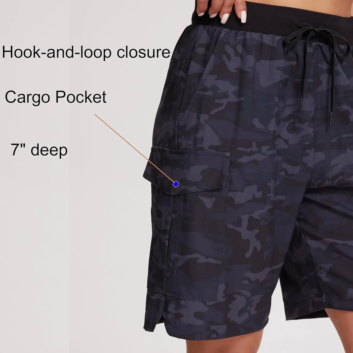 Oalka Women's Hiking Shorts Lightweight Zipper Pockets Cargo Quick Dry Summer Shorts
