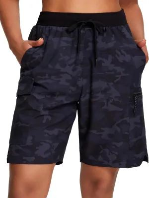 Oalka Women's Hiking Shorts Lightweight Zipper Pockets Cargo Quick Dry Summer Shorts