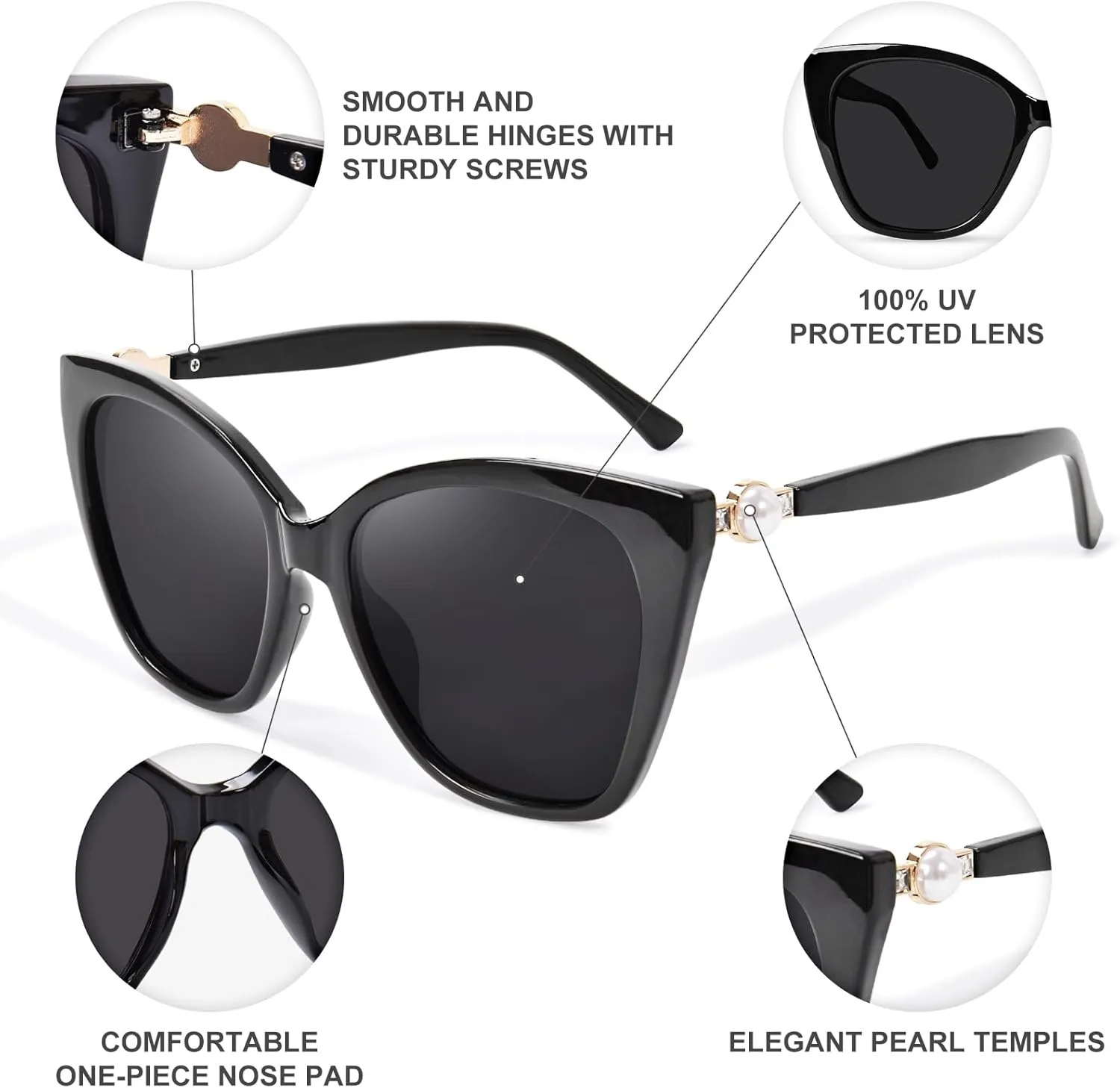 OPTOFENDY Sunglasses Womens Trendy Square Cat Eye Sun Glasses UV400 Protection, Shopping Cycling Driving