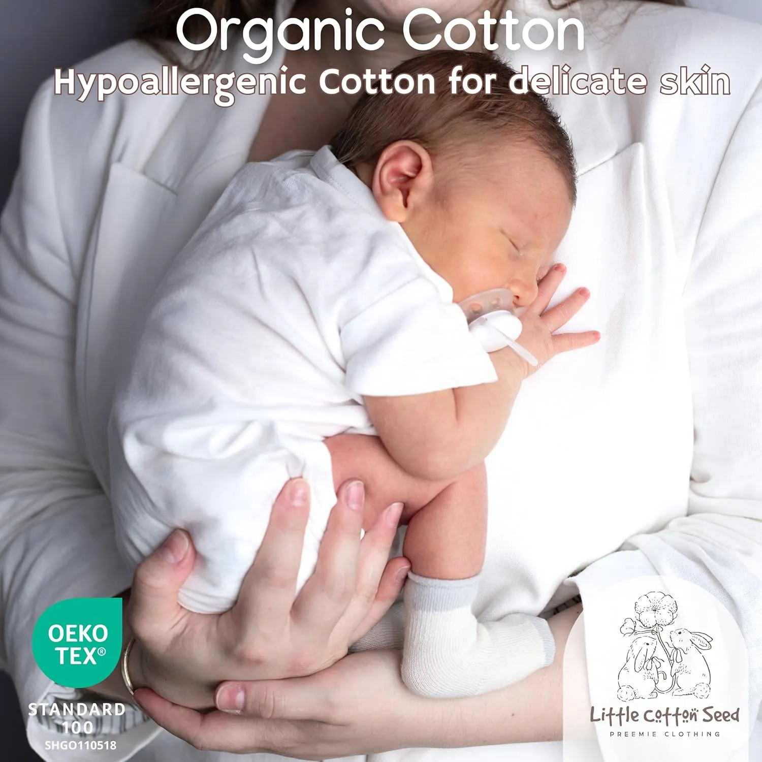 Organic Preemie Socks - Girls & Boys Premature Baby Turn Cuff Tiny Socks, 2-5lb -Preemie Clothes Hypoallergenic Cotton