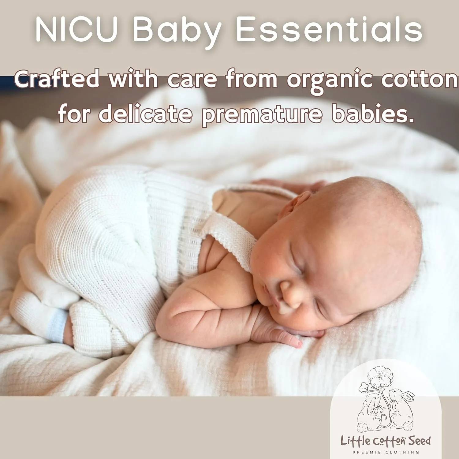 Organic Preemie Socks - Girls & Boys Premature Baby Turn Cuff Tiny Socks, 2-5lb -Preemie Clothes Hypoallergenic Cotton