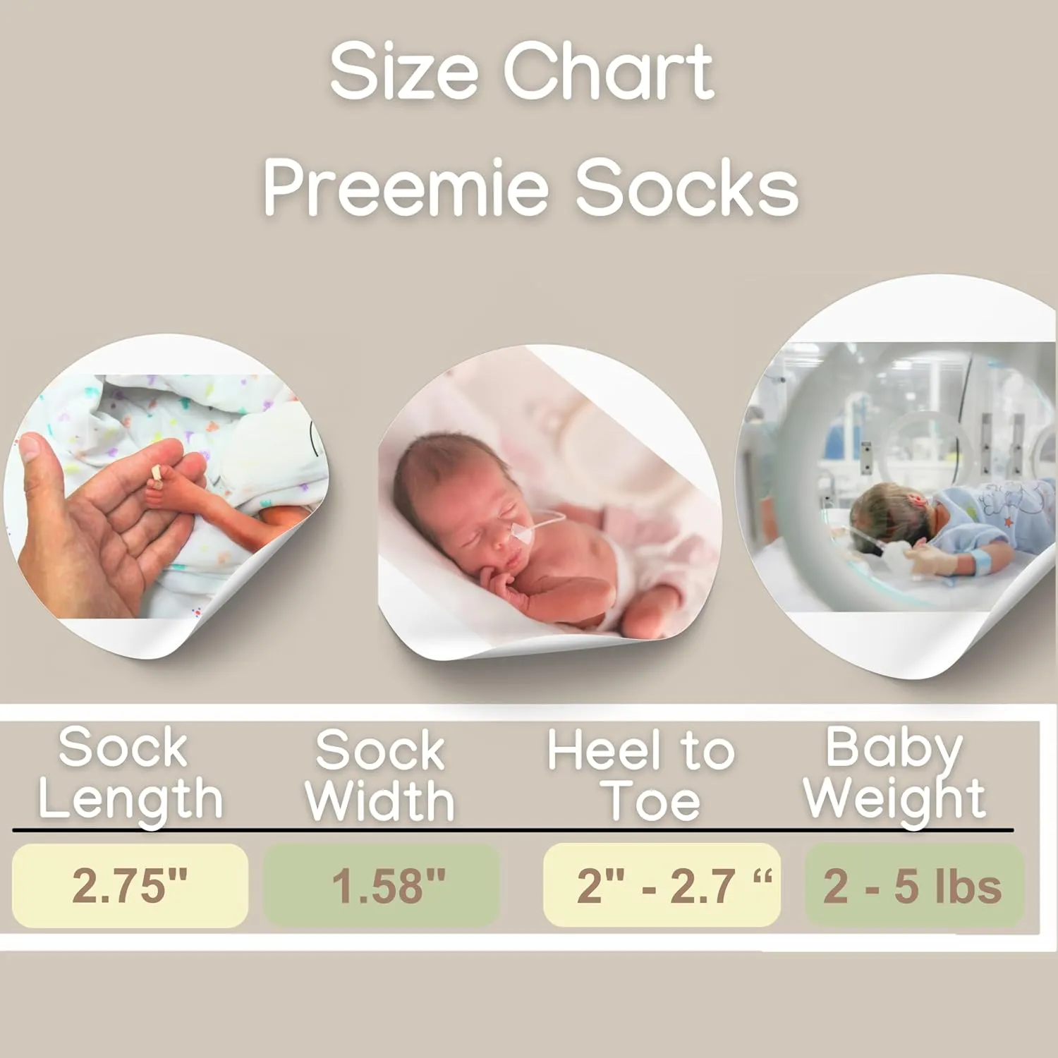 Organic Preemie Socks - Girls & Boys Premature Baby Turn Cuff Tiny Socks, 2-5lb -Preemie Clothes Hypoallergenic Cotton