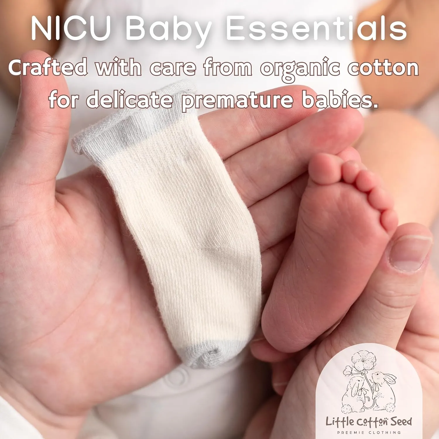 Organic Preemie Socks - Girls & Boys Premature Baby Turn Cuff Tiny Socks, 2-5lb -Preemie Clothes Hypoallergenic Cotton