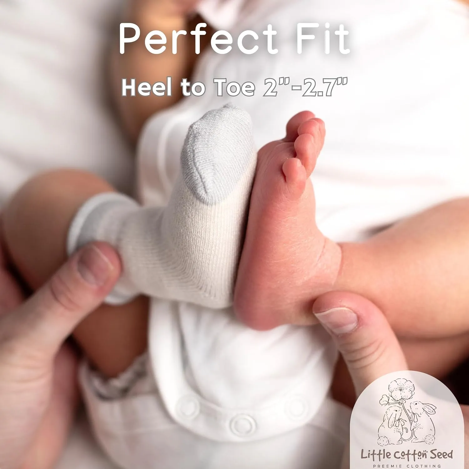 Organic Preemie Socks - Girls & Boys Premature Baby Turn Cuff Tiny Socks, 2-5lb -Preemie Clothes Hypoallergenic Cotton