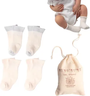 Organic Preemie Socks - Girls & Boys Premature Baby Turn Cuff Tiny Socks, 2-5lb -Preemie Clothes Hypoallergenic Cotton
