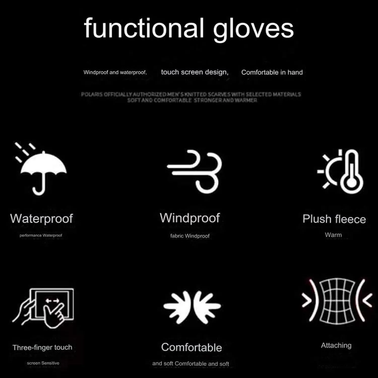 Outdoor Sports Gloves Short Plus Velvet Windproof Waterproof, Outdoor Sports Gloves, Thermal Gloves with Touchscreen Fingers-Blue||M