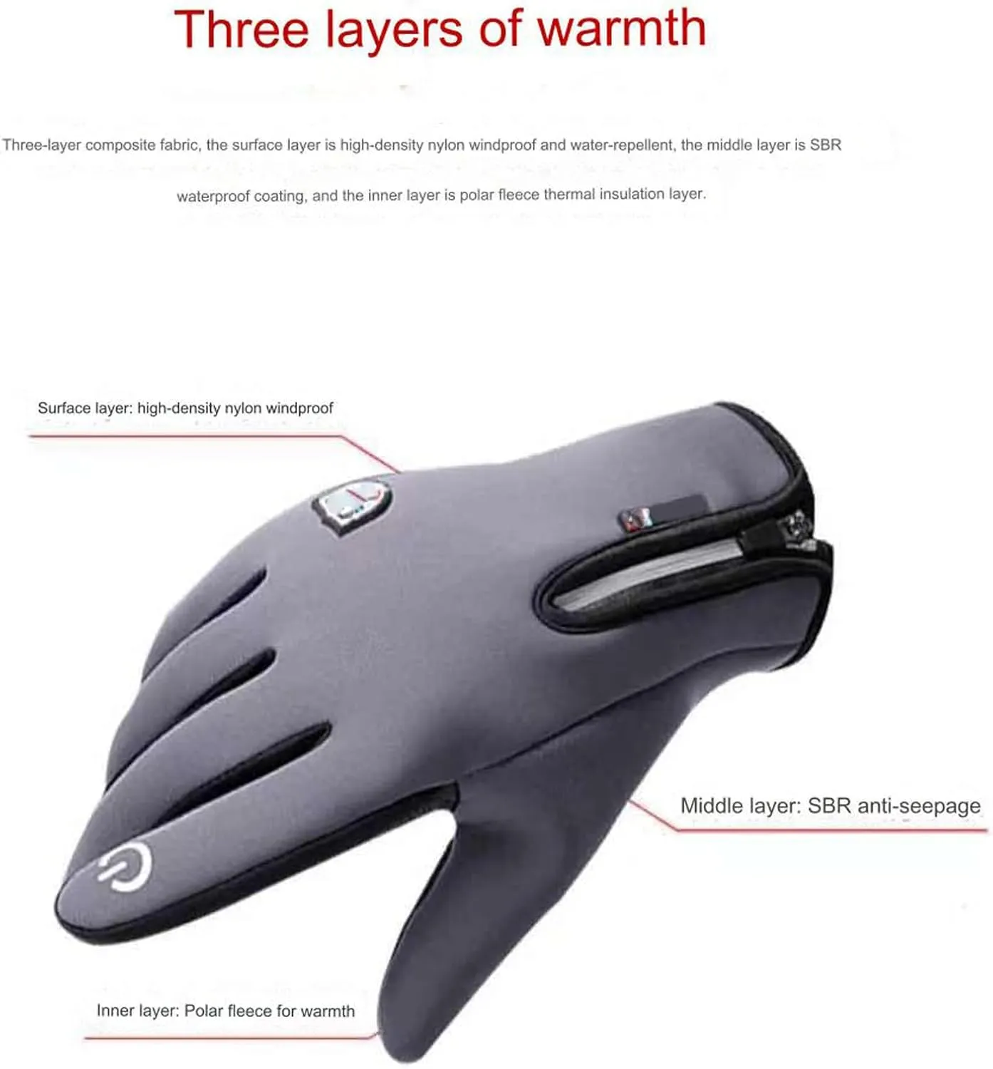 Outdoor Sports Gloves Short Plus Velvet Windproof Waterproof, Outdoor Sports Gloves, Thermal Gloves with Touchscreen Fingers-Blue||M