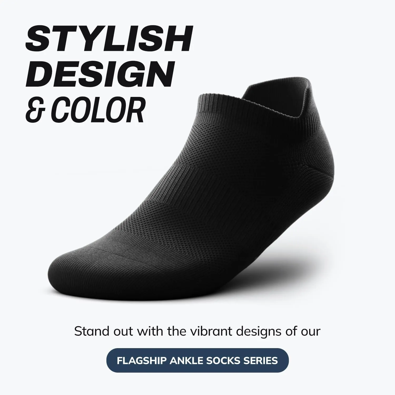 Outway Flagship Men’s and Women's Ankle Socks, Moisture-Wicking with Arch Support Colorful Design White Ankle Socks
