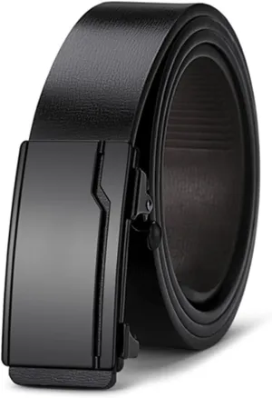 Oyifan Black Leather Belts for Men Dress Casual Ratchet Belt, Cut To Fit, Gift Box