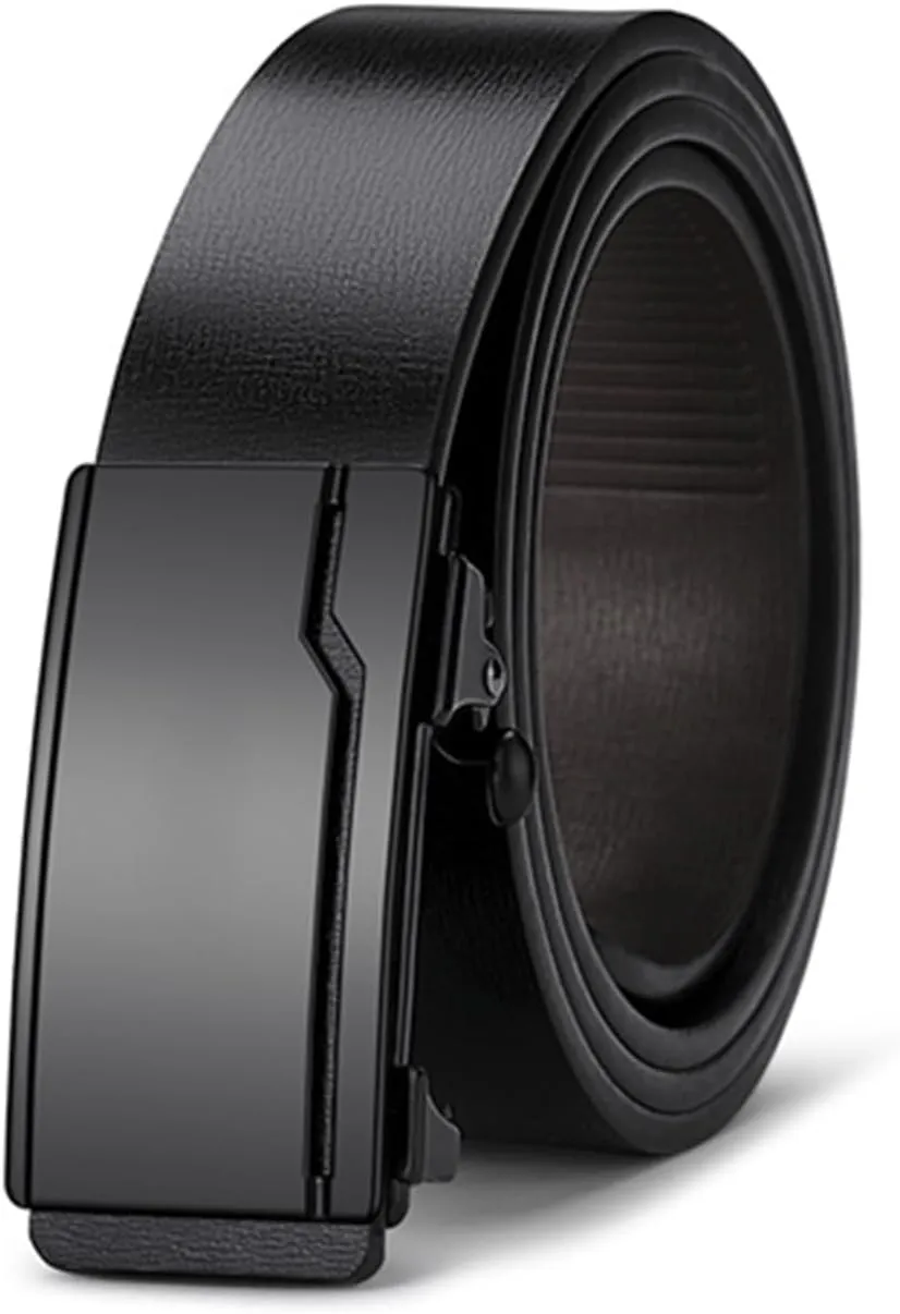 Oyifan Black Leather Belts for Men Dress Casual Ratchet Belt, Cut To Fit, Gift Box