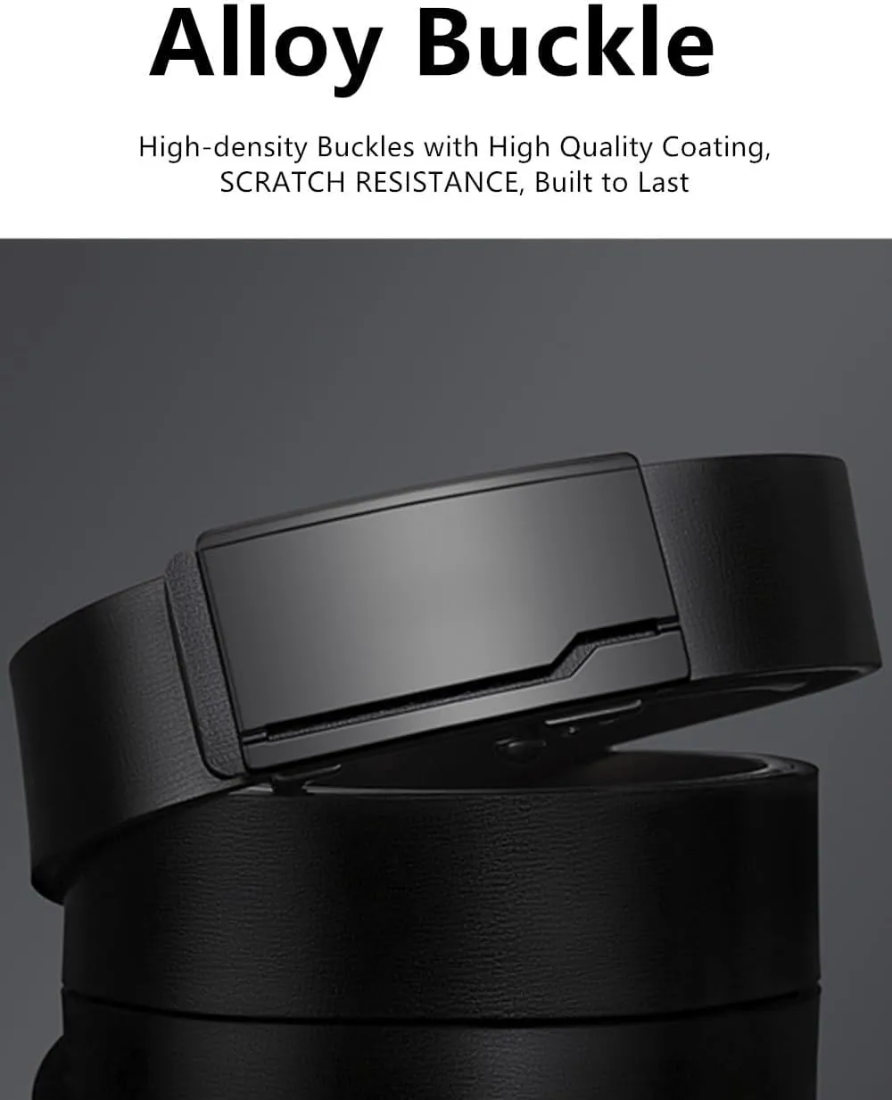 Oyifan Black Leather Belts for Men Dress Casual Ratchet Belt, Cut To Fit, Gift Box
